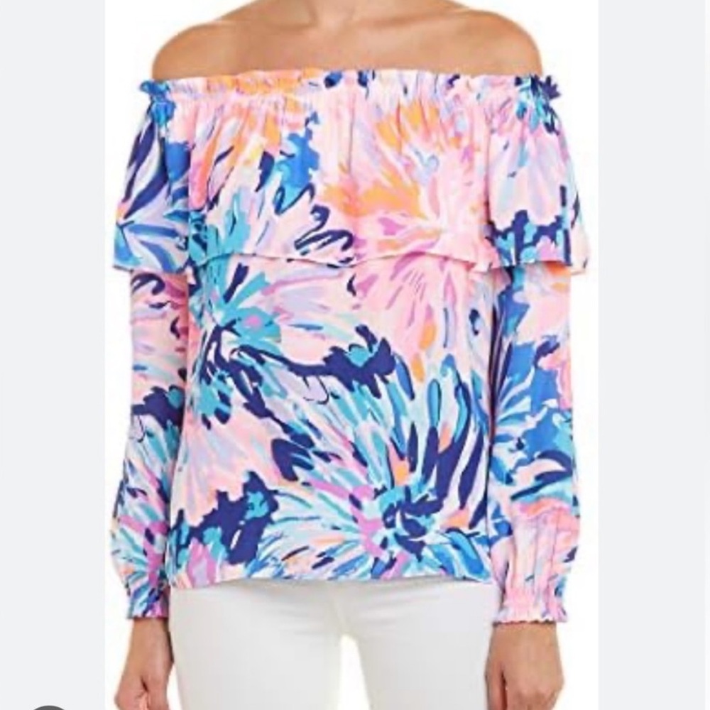 Lilly Pulitzer Dee Top, Multi Off Tropic, M, EUC